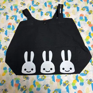 미사용 새상품 CUNE 오치비상 토끼 프린트 토트백 블랙