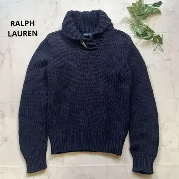 새상품급 랄프 로렌 숄카라 니트 사이즈 L 네이비 코튼 100%