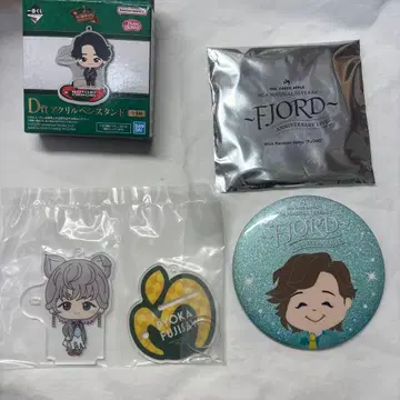 후지와라 료카 FJORD 캔뱃지 & 제일복권 아크릴 펜 스탠드