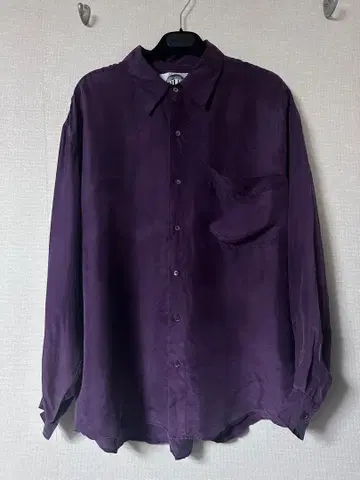 00s SILKS 실크 셔츠 퍼플 시스루 광택 vintage
