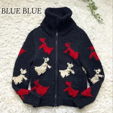 BLUE BLUE 블루블루 카우친 지퍼 가디건 스웨터 강아지