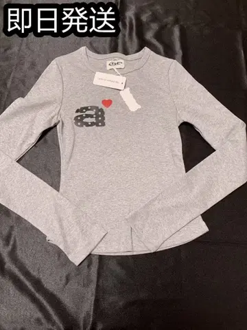 aeae 그레이 긴팔 T셔츠 폴카 도트