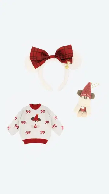 머리띠 체크 무늬 리본 귀 포함