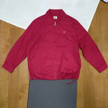 빨간색 나일론 집업 자켓 lacoste