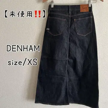 [ 미사용 ] DENHAM 롱 스커트 데님 원단 23인치 소가죽 사용