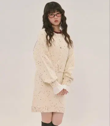 loin nuit 로완뉴이 스팽글 니트 셋업 아이보리