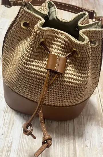 안드레아 카르도네 숄더백 바스켓백 라피아 x 가죽