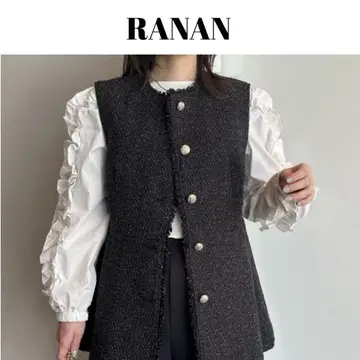라난 트위드 베스트 (지레) 시치고산 포멀 세레모니 의류 라메 트위드