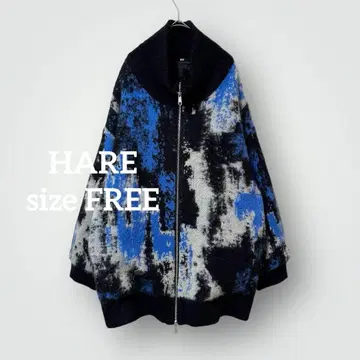 1635 HARE 하레 추상 니트 블루종 모헤어