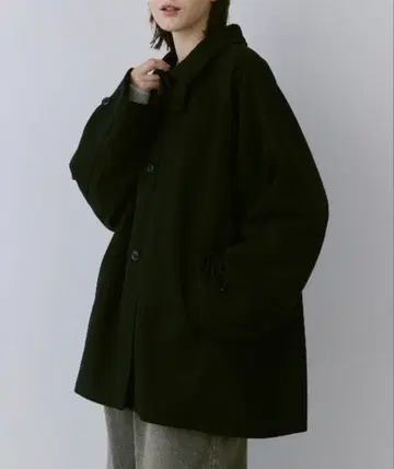 flaner 루즈 스텐 칼라 미들 코트 M 블랙