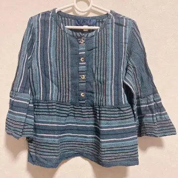 블루 스타 M 블루 계열 스트라이프 5부 소매 튜닉