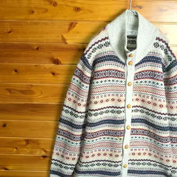 가디건 노르딕 무늬 페어아일 패턴 기하학 패턴 L 싸개 단추 구제 의류