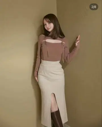 andmary Bebe 니트 탑 브라운