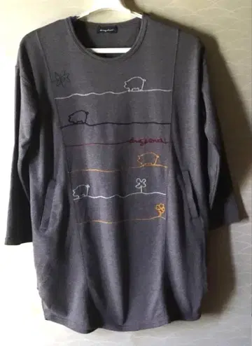 drug store 자수 그레이 긴팔 튜닉