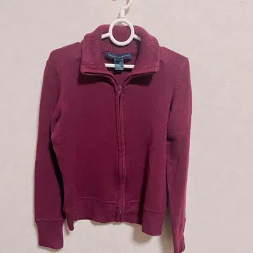 FRENCH CONNECTION 버건디 집업 니트 후드티 L