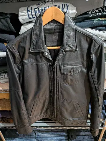 NO ID. 블랙 가죽 싱글 라이더 자켓 노아이디