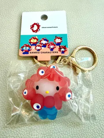 산리오 키리 입체 마스코트 키링 클리어 컬러 키티