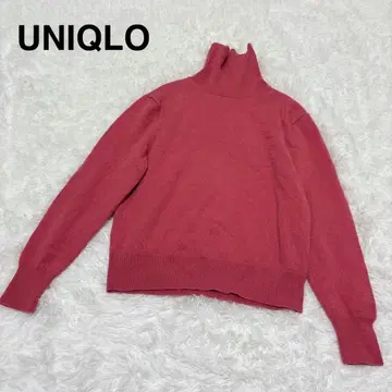 [유니클로] 새상품급 긴팔 터틀넥 니트 고급 캐시미어 100 핑크 무지