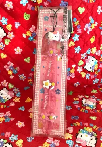 레어 헬로키티 97년 90년대 꽃 디자인 스트랩 시스루 클리어