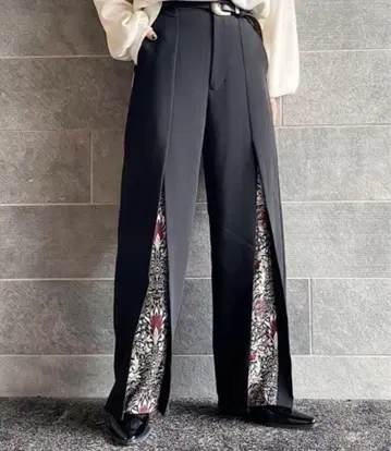 PAGEBOY 패턴 턱 레이어드 팬츠 블랙