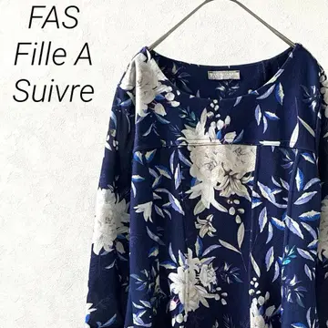 FAS Fille A Suivre 롱 플레어 원피스 꽃무늬 크루넥