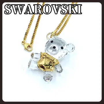 SWAROVSKI 스와로브스키 베어 목걸이 크리스탈 골드