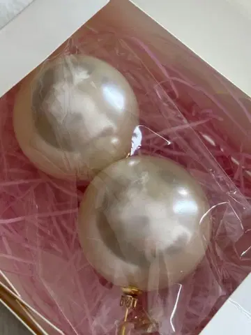 빅 펄 화이트 볼형 귀걸이 약 35mm