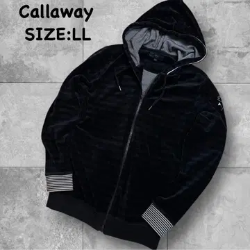 [ LL 사이즈 ] 캘러웨이 벨로아 느낌 후드티 보더 리브 스트라이프
