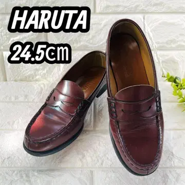 HARUTA 버건디 로퍼 브라운