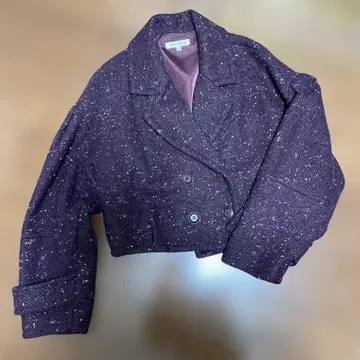 퍼플 트위드풍 더블 브레스트 자켓