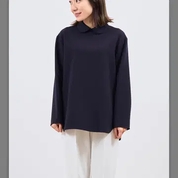 요리 더블 크로스 둥근 카라 블라우스