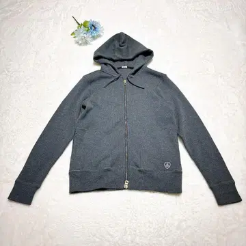 ORCIVAL 집업 후드티 메리노울 엘보 패치 그레이