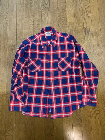 80s Dickies 프린트 플란넬 셔츠 XL 사이즈