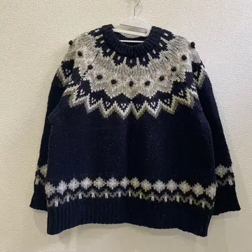 노르딕 무늬 니트 입체 디자인 빅 실루엣 프리 사이즈