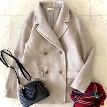 새상품급 라운지 드레스 울 피 코트 베이지 오버 사이즈 자켓