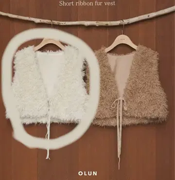 숏 리본 퍼 베스트 화이트