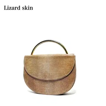 [ 고품질 ] Lizard skin 리자드 도마뱀 가죽/골드 핸들/핸드백
