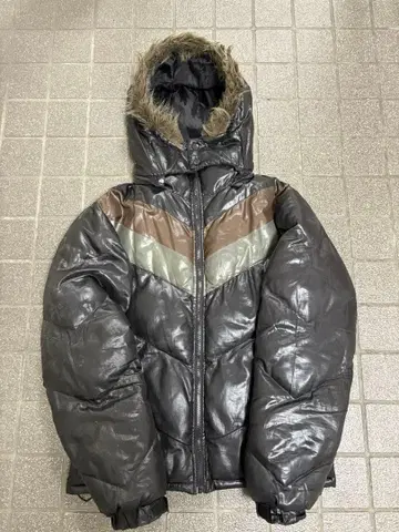 00s Y2K archive 광택 퍼 다운 자켓 M 헤이세이