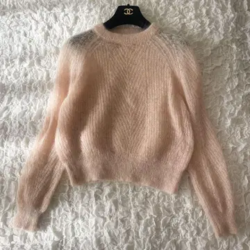 DEMYLEE/데밀리 복슬복슬 모헤어 니트 핑크 시스루 니트 S 사이즈