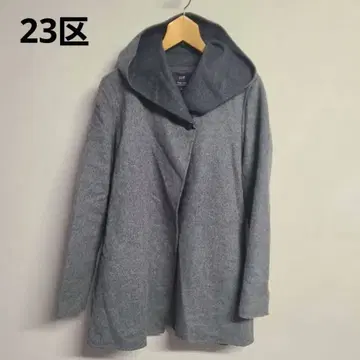 23구 후드 부착 울 코트 아우터 노옴코어 38 겉옷 그레이