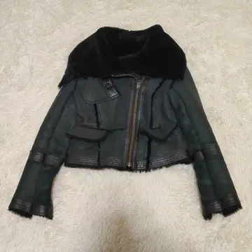 [ 고급 레어 ] haruf 무스탕 자켓 라이더 자켓 블랙 M