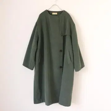 SUMI STYLE 노카라 롱 코트 F 사이즈 그린 A라인