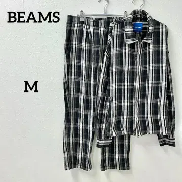 BEAMS 체크 무늬 셋업 지퍼 자켓 팬츠 100% 코튼