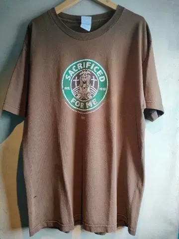 SACRIFICED FOR ME 스타벅스 지저스 패러디 T셔츠