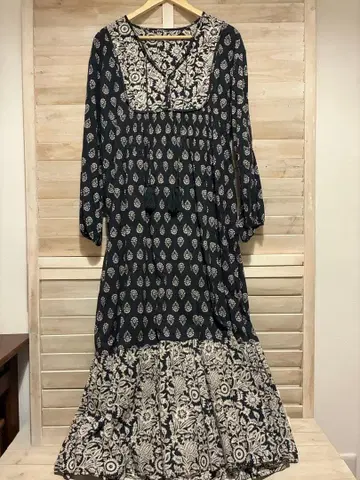 freak's store 인도 꽃무늬 프린트 프론트 퀼팅 원피스