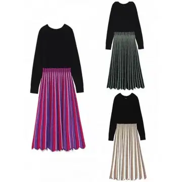 SNIDEL 스트라이프 스커트 니트 원피스