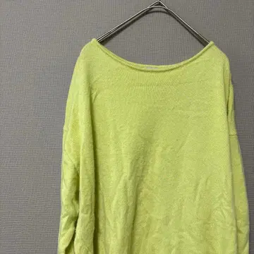 그린 라벨 릴랙싱 보트넥 니트(F) 라임 그린 루즈핏