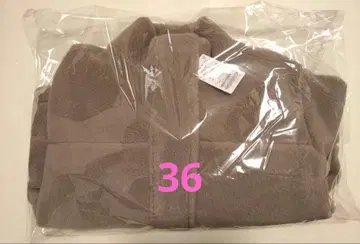 택 포함 새상품 FRAMeWORK 울 보아 스탠드 블루종 베이지 36