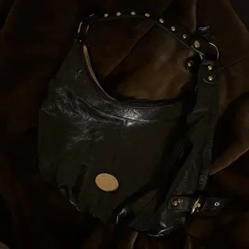 레더 터치 백 헤이세이 갸루 페어리 그런지 Y2K 블랙 백