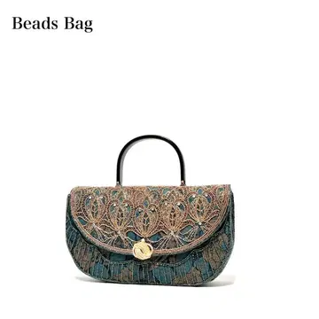 [새상품급] 비즈 자수/꽃무늬/골드 금장 장식/비즈백 핸드백 기모노 가방